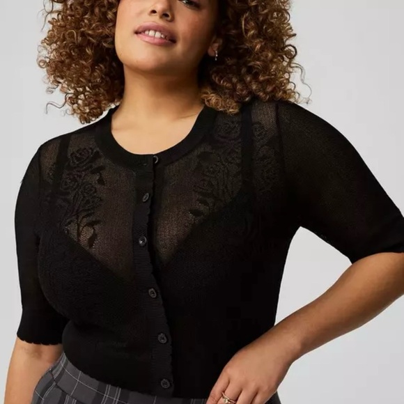 NWT Torrid Pointelle Lace Button Front Crop Shrug - Picture 1 of 13